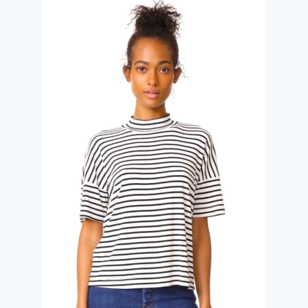 Splendid - BLACK VENICE STRIPE TEE IN OFF WHITE